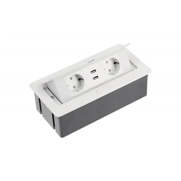 GTV Elosztó felnyíló +kábel 2 konnektorral + 2USB töltővel schuko fehér