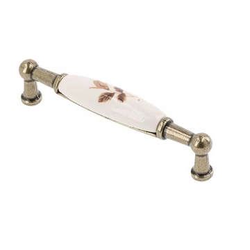 Fém Fogantyú porcelán betéttel gömbölyű vég barna virág GTV