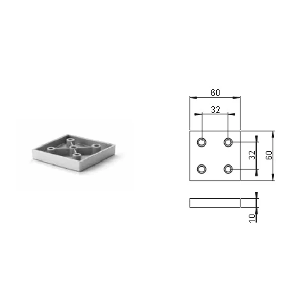 Bútorláb 734 magasság 10mm szürke RAL9006