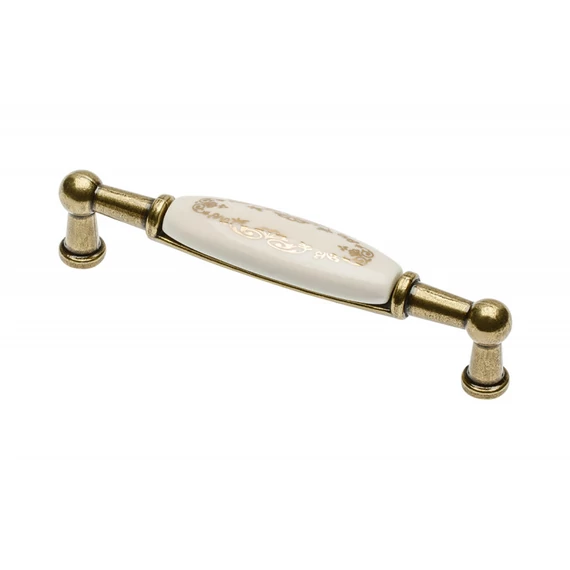 Fém Fogantyú, porcelán gömbölyű vég 96 mm aranymintás GTV